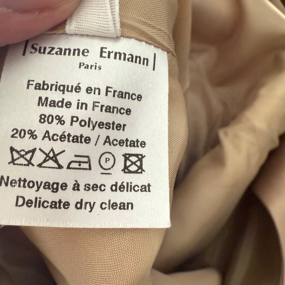 Suzanne Ermann Womens Sleeveless Satin & Sheer Dress Open Back Size 42 Made In F - Picture 8 of 9